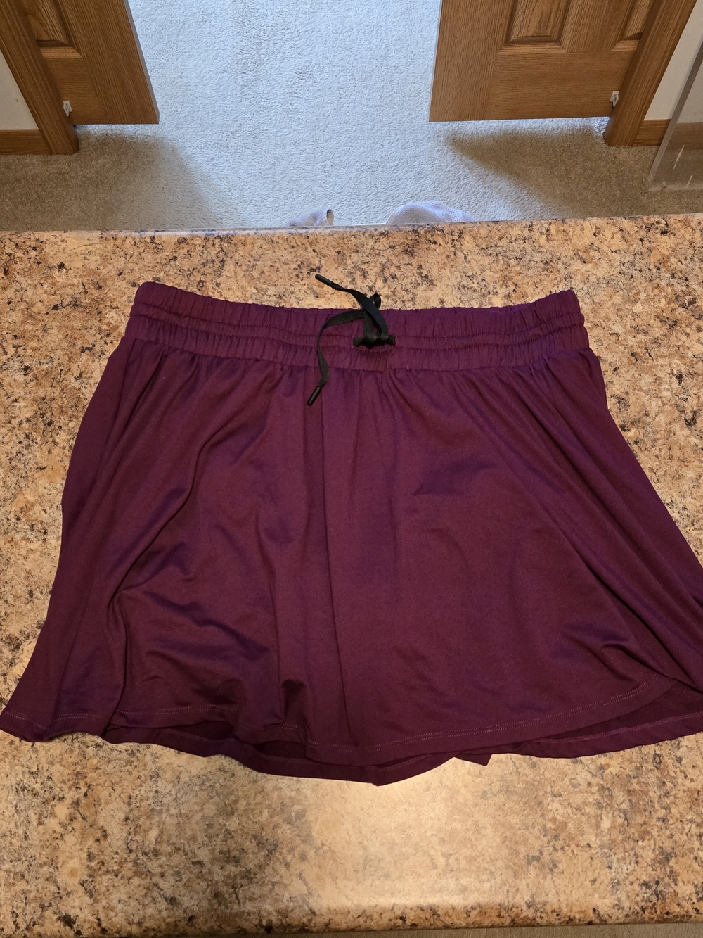 torrid Plum Elastic-Waist Active Skort with Black Drawstring